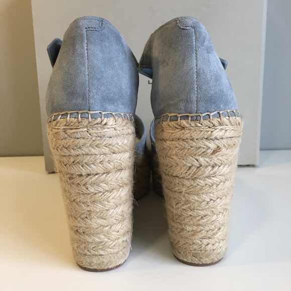 Marc Fisher Ltd Alida Blue Suede Espadrilles Sandals Shoes - Picture 4 of 9